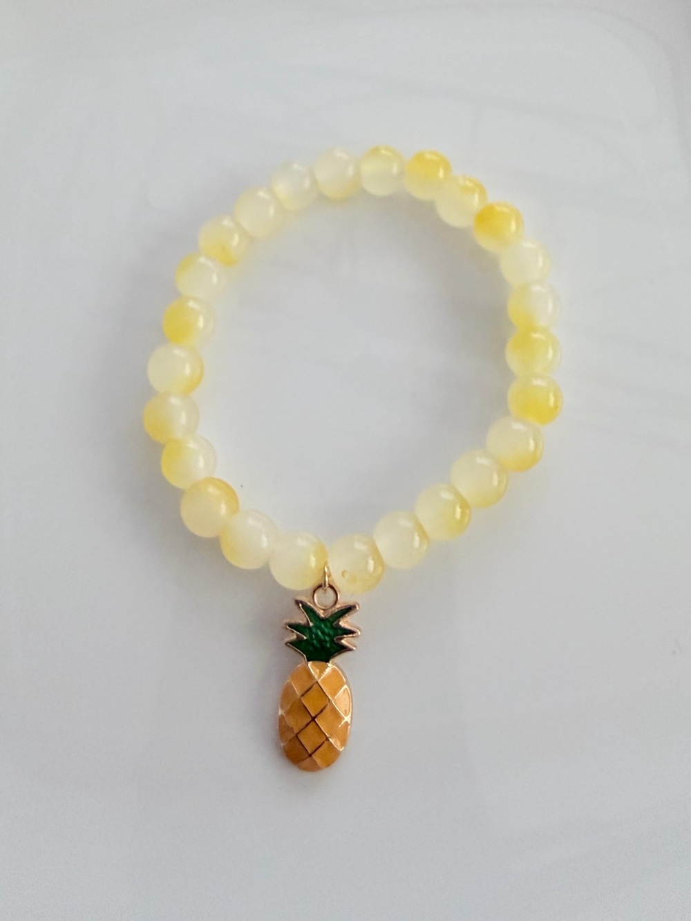 Yellow Beaded Bracelet with Pineapple Charm